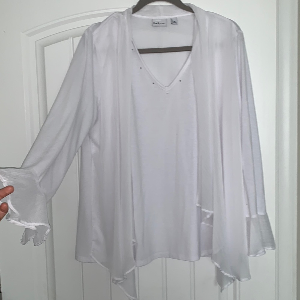 White v neck scarf blouse